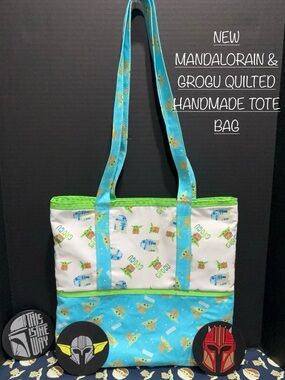 NEW MANDALORAIN GRUGO R2D2 STAR WARS QUILTED HANDMADE TOTE BAG